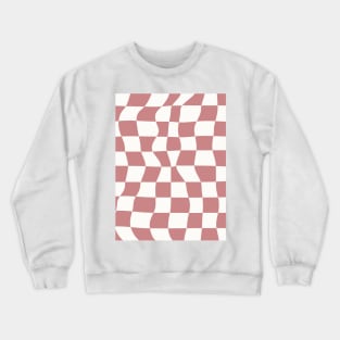 Retro Checkerboard Pattern Dusty Pink Color Crewneck Sweatshirt